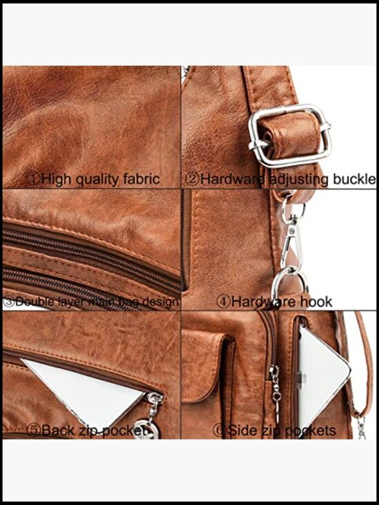 Convertible Backpack Purse Women PU Leather Hobo Tote Satchel Shoulder Bag main image 3